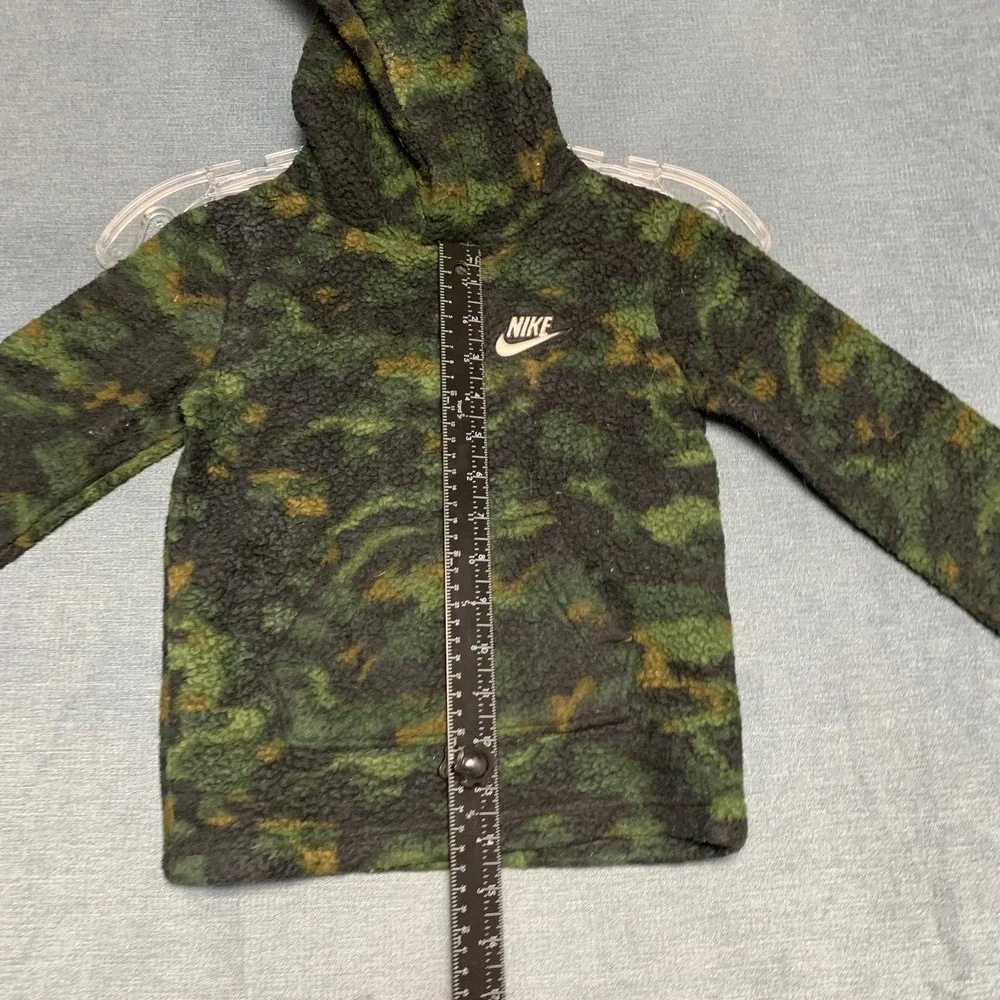 Nike Fleece Hoodie Toddler Kids 3T Green Black Camouflage Swoosh Logo Pullover